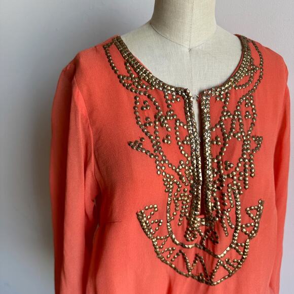 CONTREPOINT "McBling" Salmon 2000's Clubwear Drop Waist Tunic - Picture 4 of 13